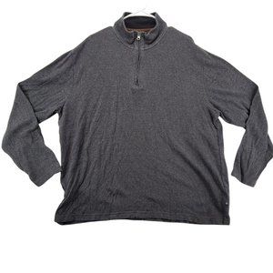 CHAPS Sweater Men's Long Sleeve 1/4 Zip Herringbone Pattern Gray 2XL